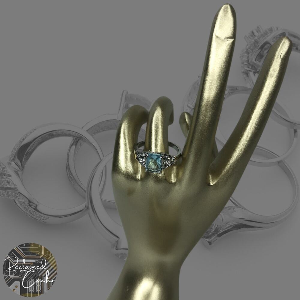 Light Blue Baguette Cut Ring - Size 8